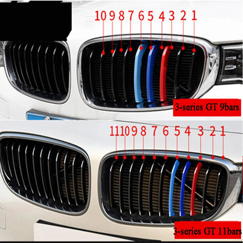 3Pcs Front Grille Trim Strips For BMW Series 1 2 3 4 5 6 7 8 X1 X2 X3 X4 X5 X6 X7 Z4 E46 E90 F30 E60 E81 F20 F45 F36 F10 F48 F25