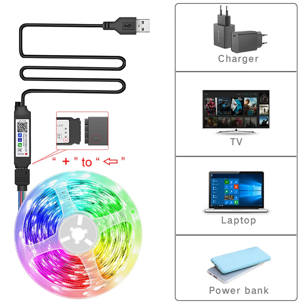 Tira de luces LED RGB de 5 m, 10 m, 20 m y 30 m para habitación con control por aplicación, cinta flexible de luces LED para decoración de habitaciones y dormitorios